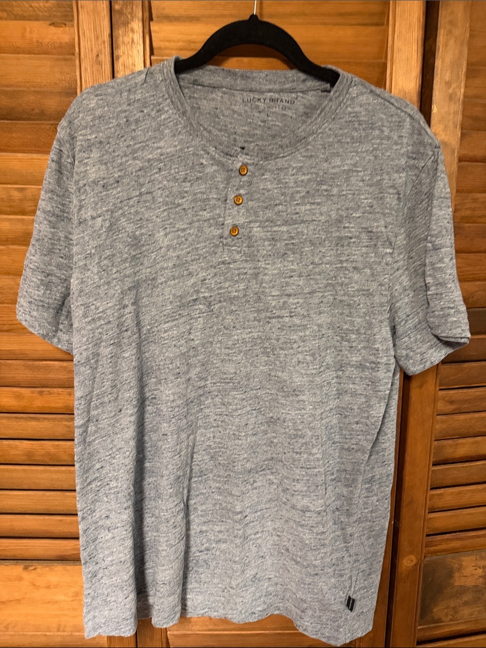 Lucky Brand Gray Heather Short-Sleeve Henley Tee
